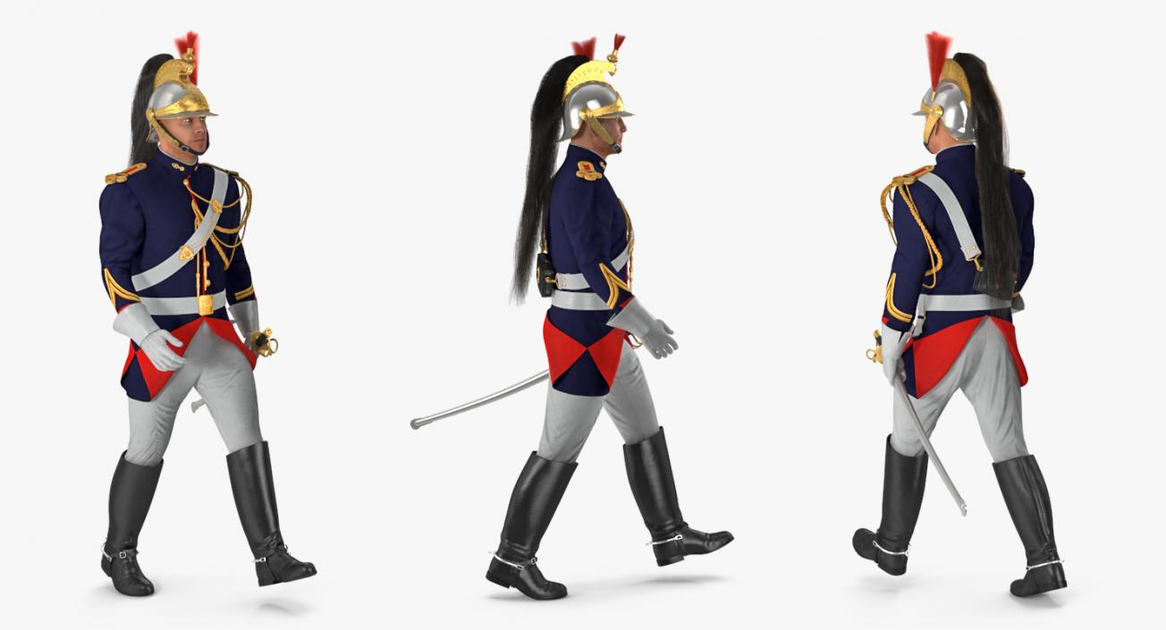 3D model French Republican Guard Walking Pose with Fur
