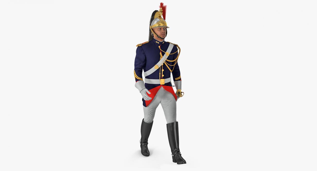 3D model French Republican Guard Walking Pose with Fur