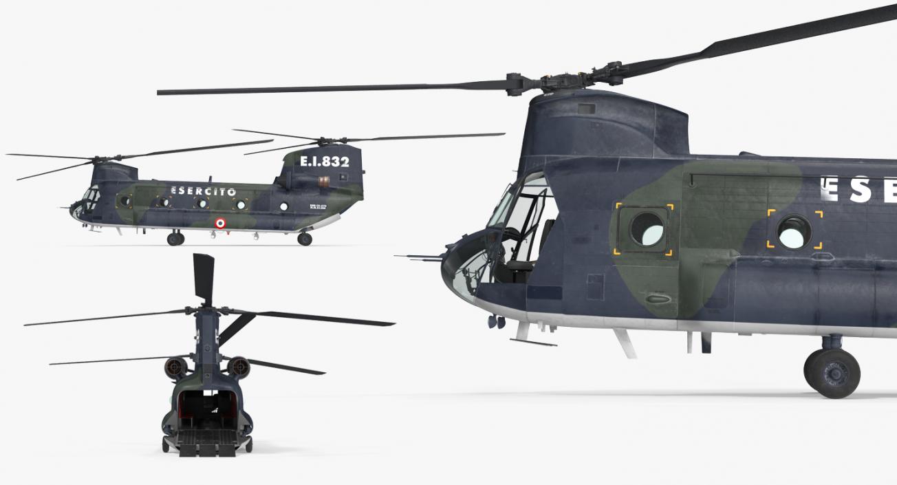 3D Transport Helicopter CH-47 Chinook Rigged