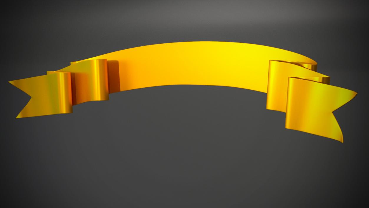 3D model Gold Ribbon Banner Curved