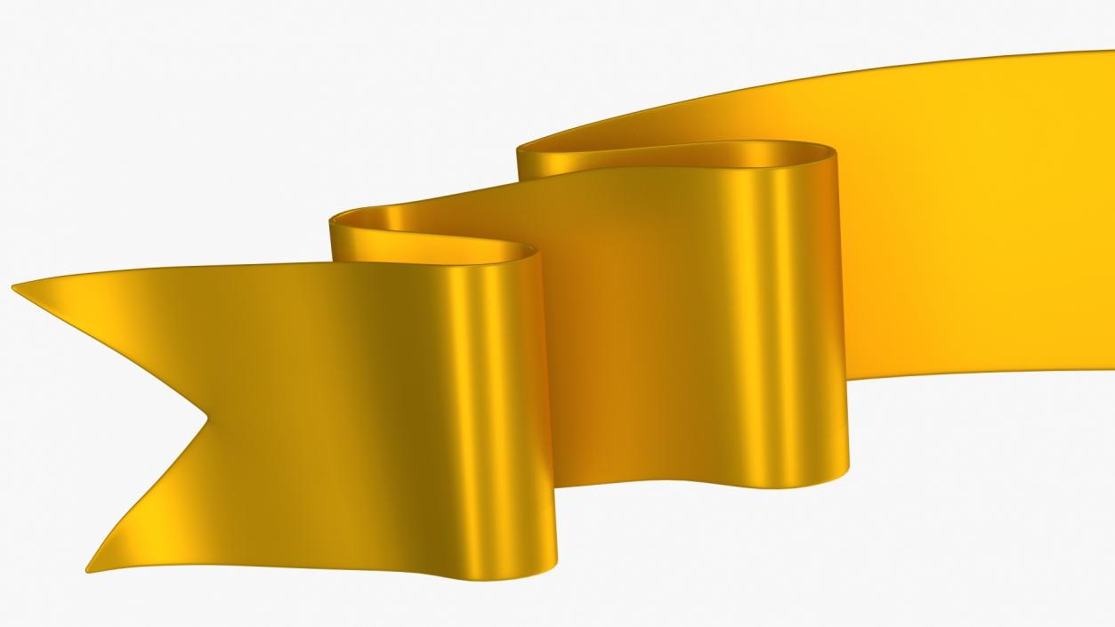 3D model Gold Ribbon Banner Curved