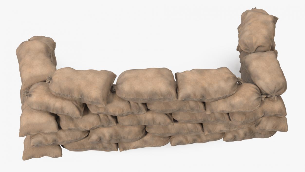 3D Sandbag Barricade Dusty model
