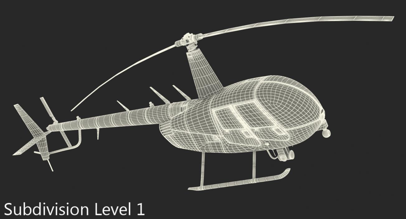 Police Helicopter Robinson R44 Rigged 3D