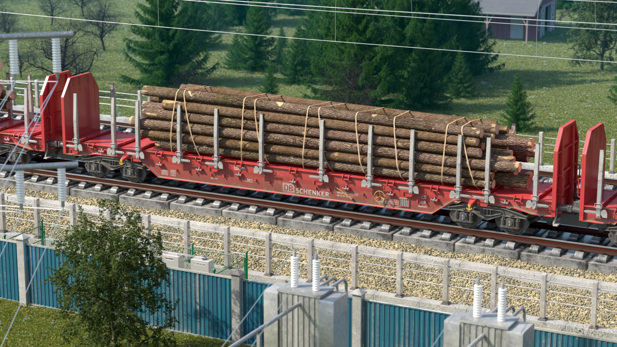 3D model Stake Wagon Rnoos 644 with Big Logs