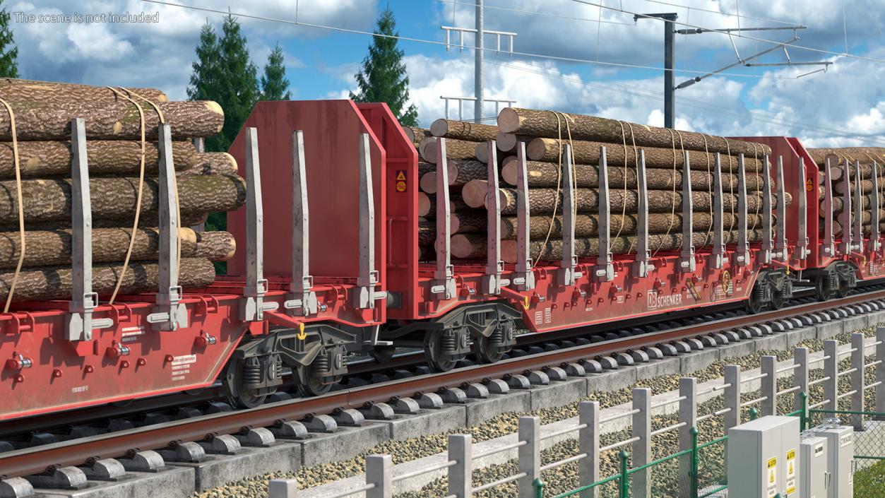 3D model Stake Wagon Rnoos 644 with Big Logs