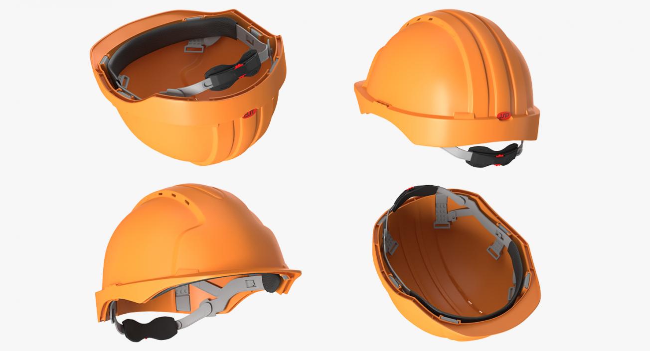 3D Builder Wearing Orange Coveralls with Hardhat Walking Pose model