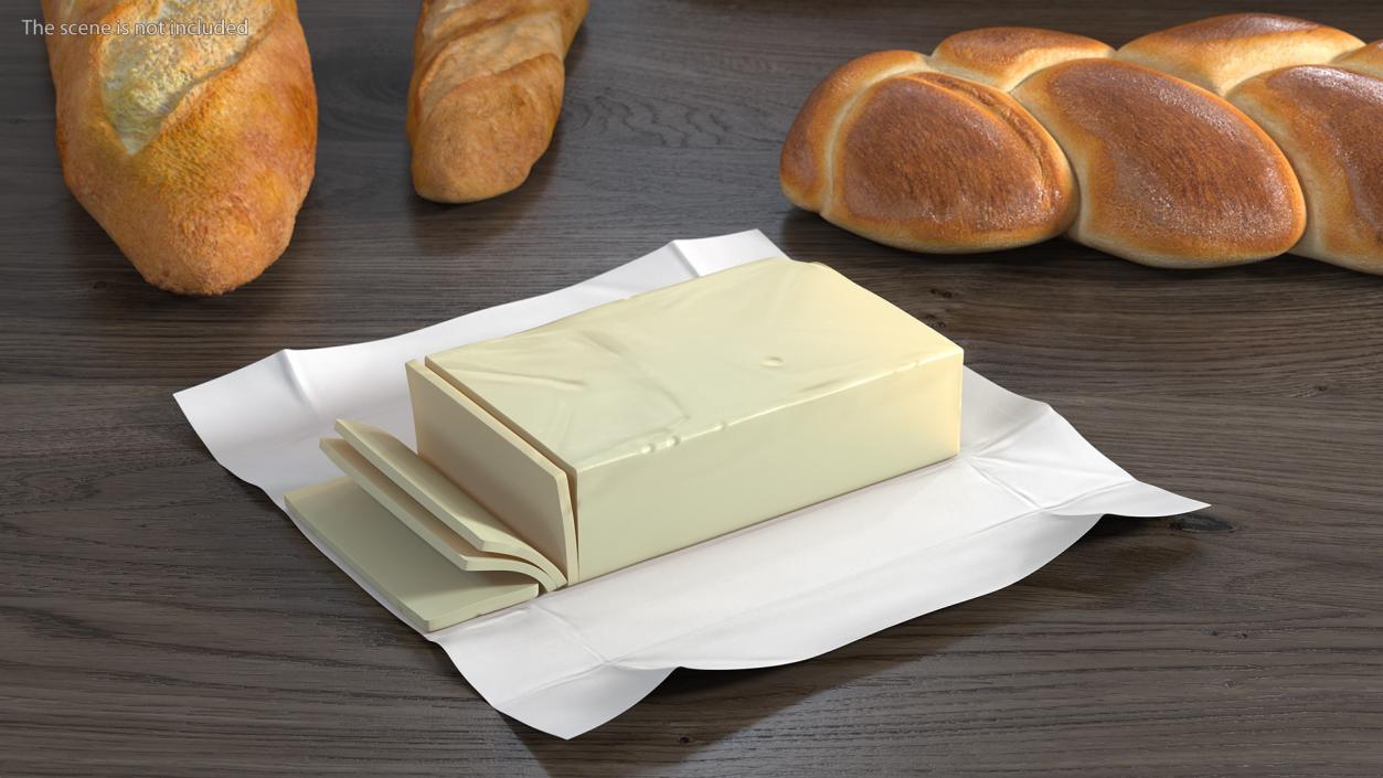 3D Sliced Butter in Open Foil Packaging
