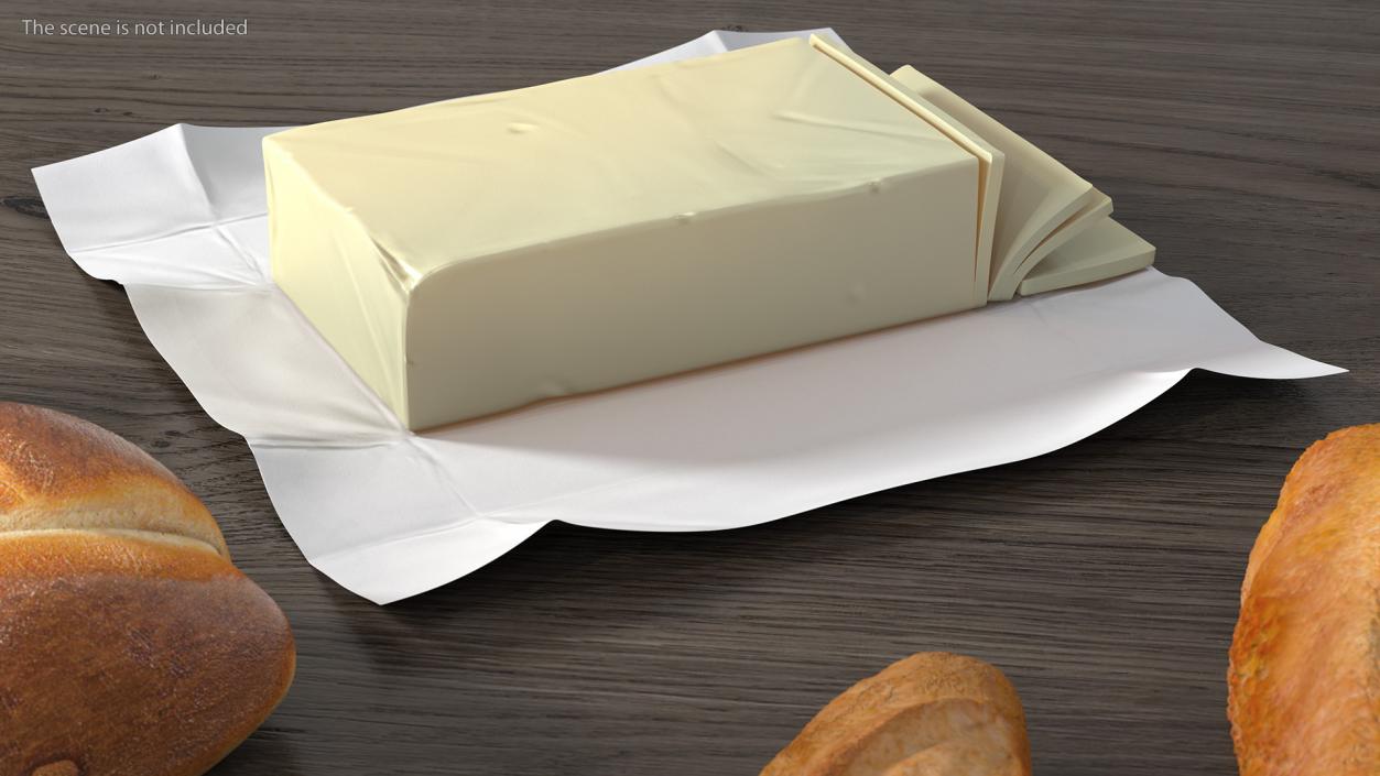 3D Sliced Butter in Open Foil Packaging