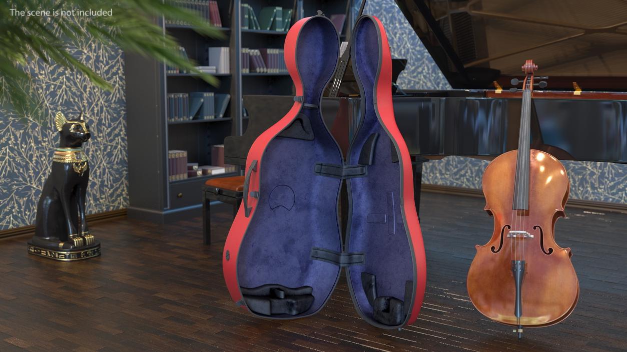Red Cello Case Open 3D model