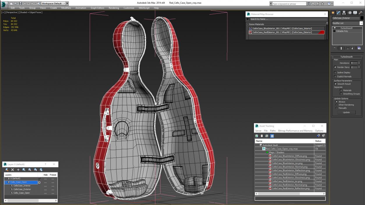 Red Cello Case Open 3D model