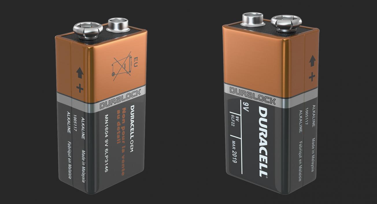 3D Nine-Volt Duracell Battery