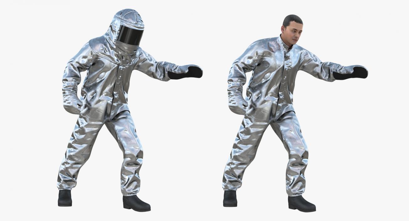 3D Firefighter Wearing Firefighting Suit Aluminum Foil