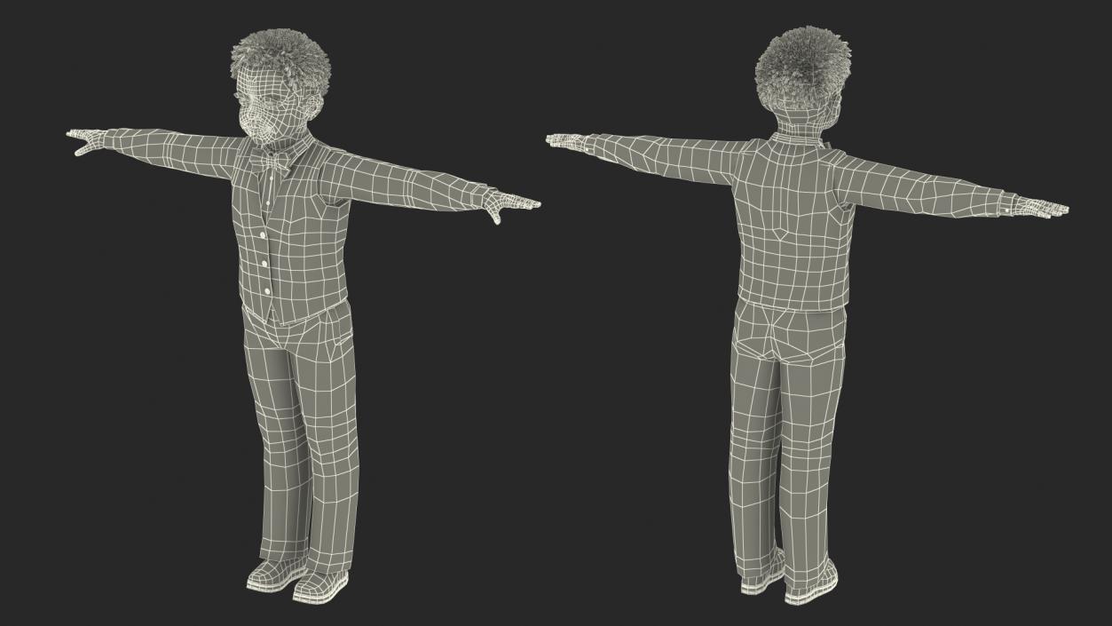 Black Child Boy Party Style Rigged 3D model
