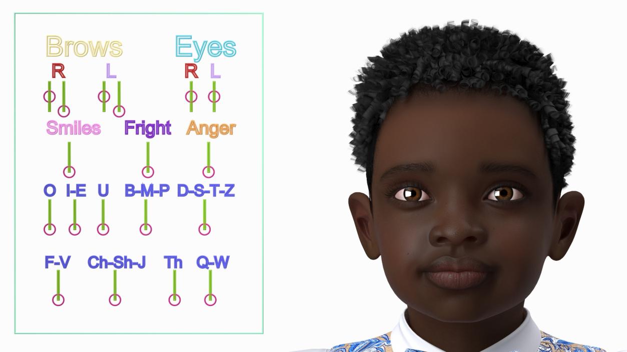 Black Child Boy Party Style Rigged 3D model