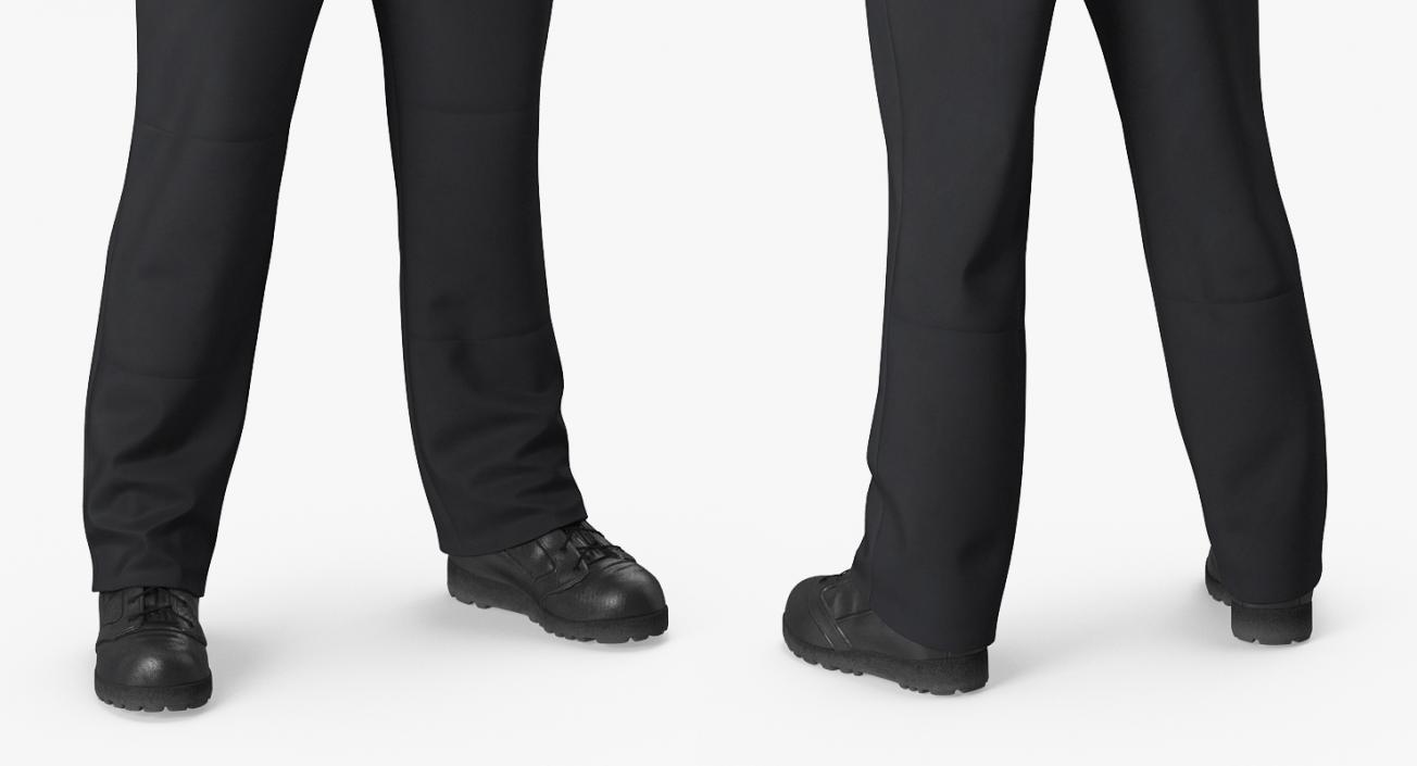 Worker Wearing Black Overalls Suit 3D model