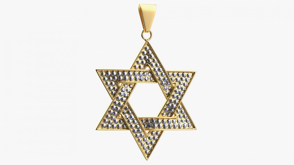 Star of David with Diamonds Gold 3D