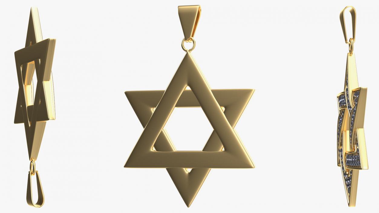 Star of David with Diamonds Gold 3D