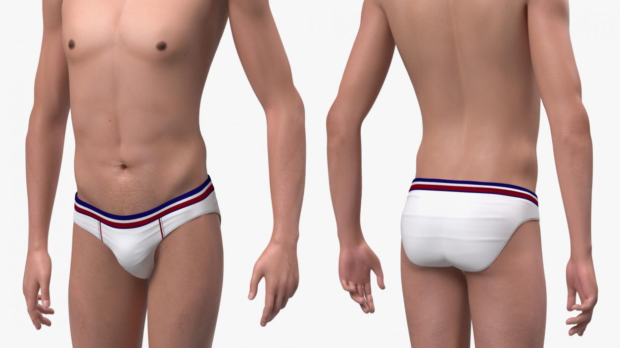 3D Chinese Man Underwear Rigged model