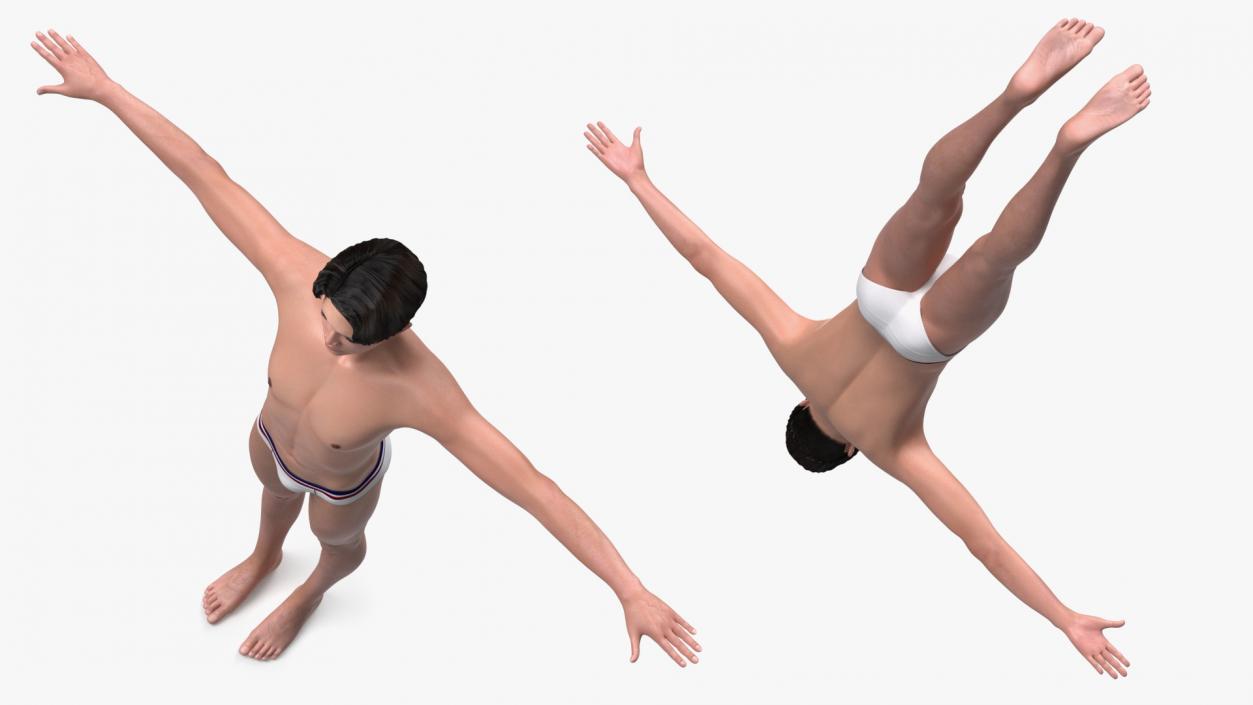 3D Chinese Man Underwear Rigged model