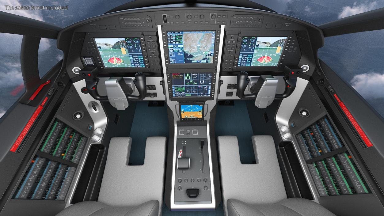 3D Business Aircraft Pilot Cockpit
