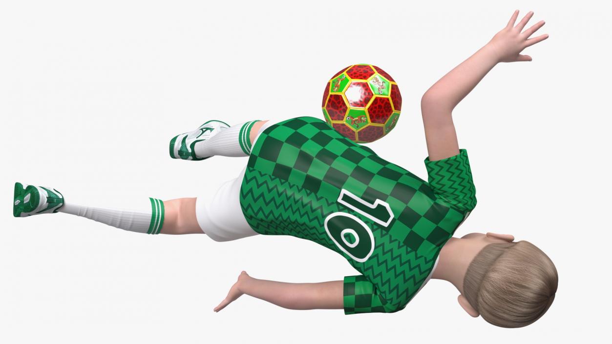 3D Child Boy With Ball Sport Style