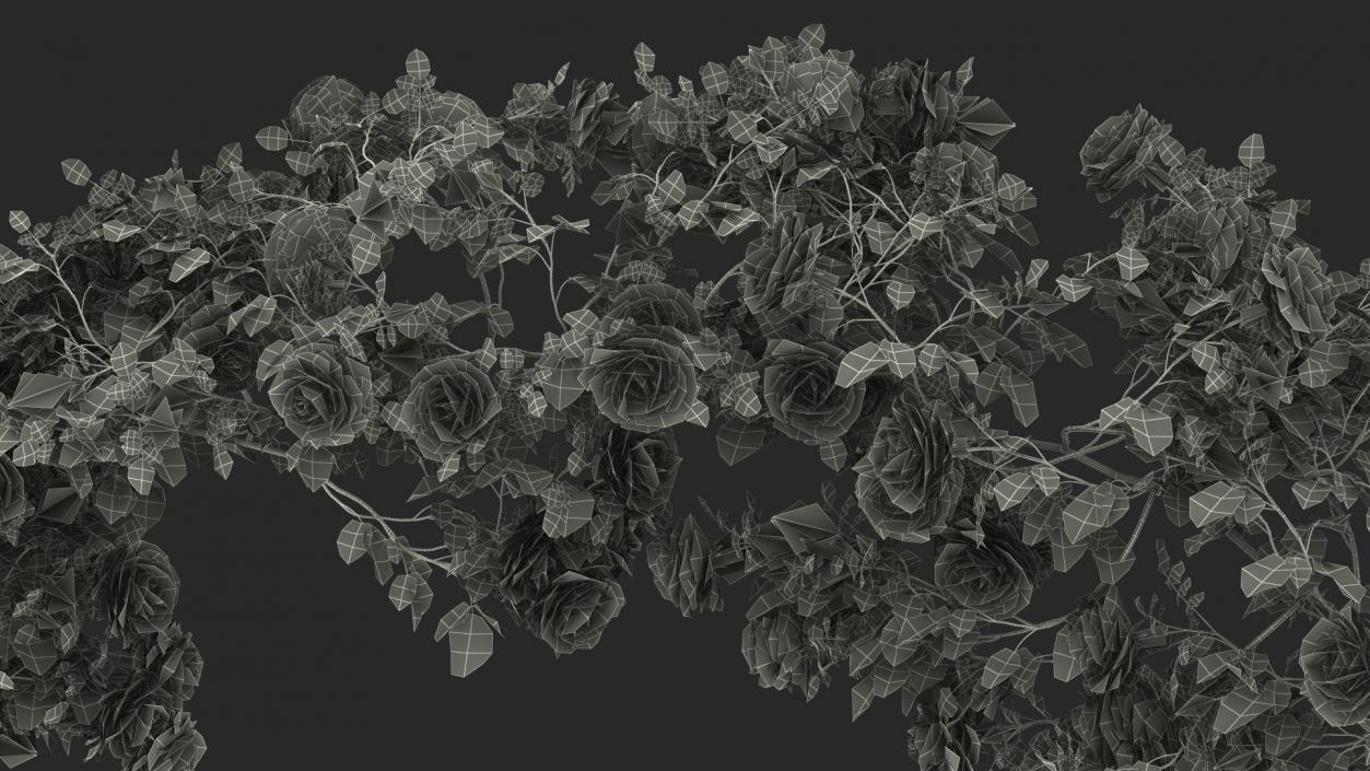 3D Branch Curly Roses model