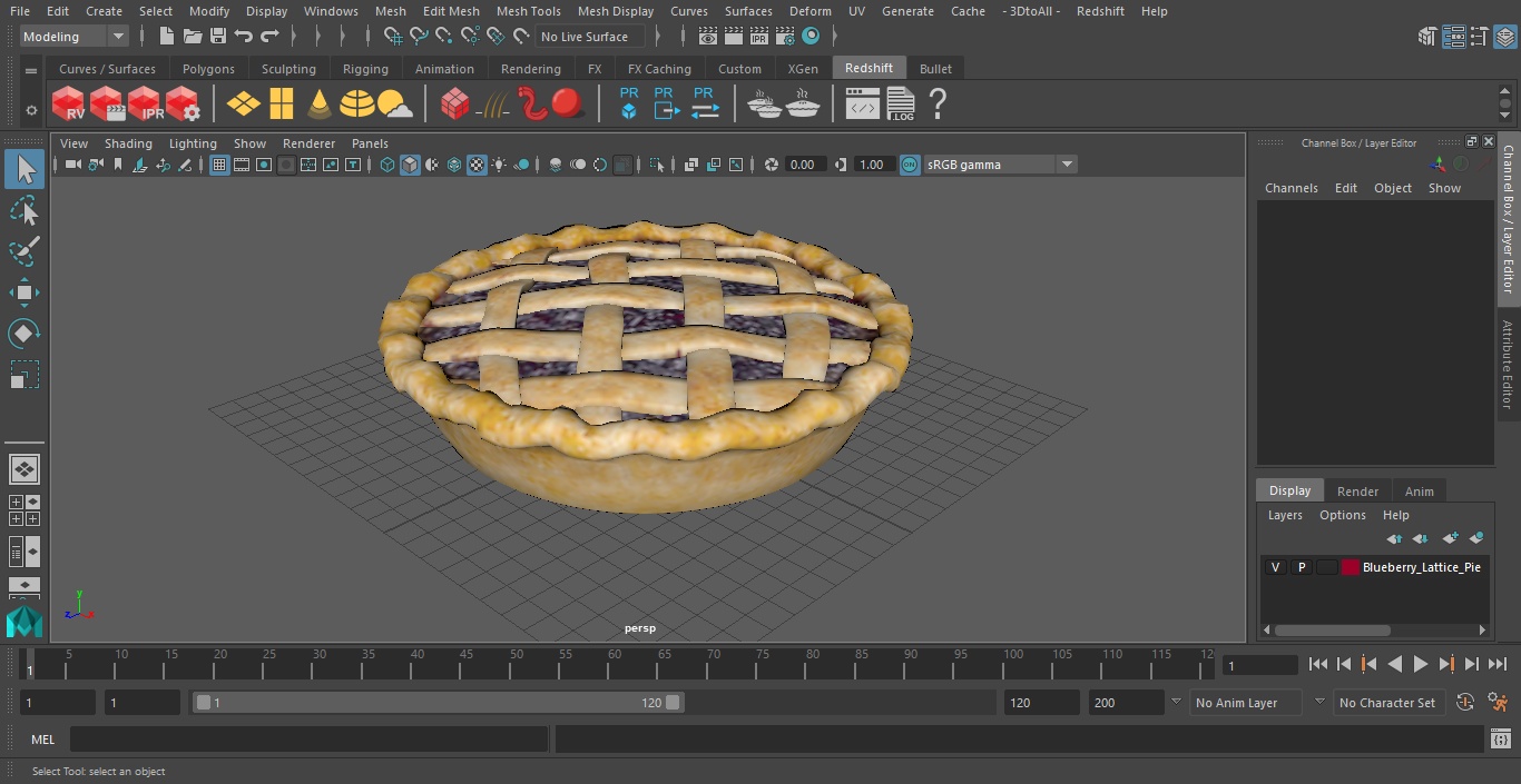 3D Blueberry Lattice Pie