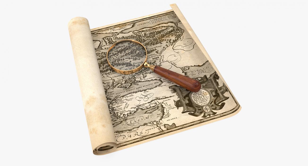 3D Retro Magnifier On Old Map