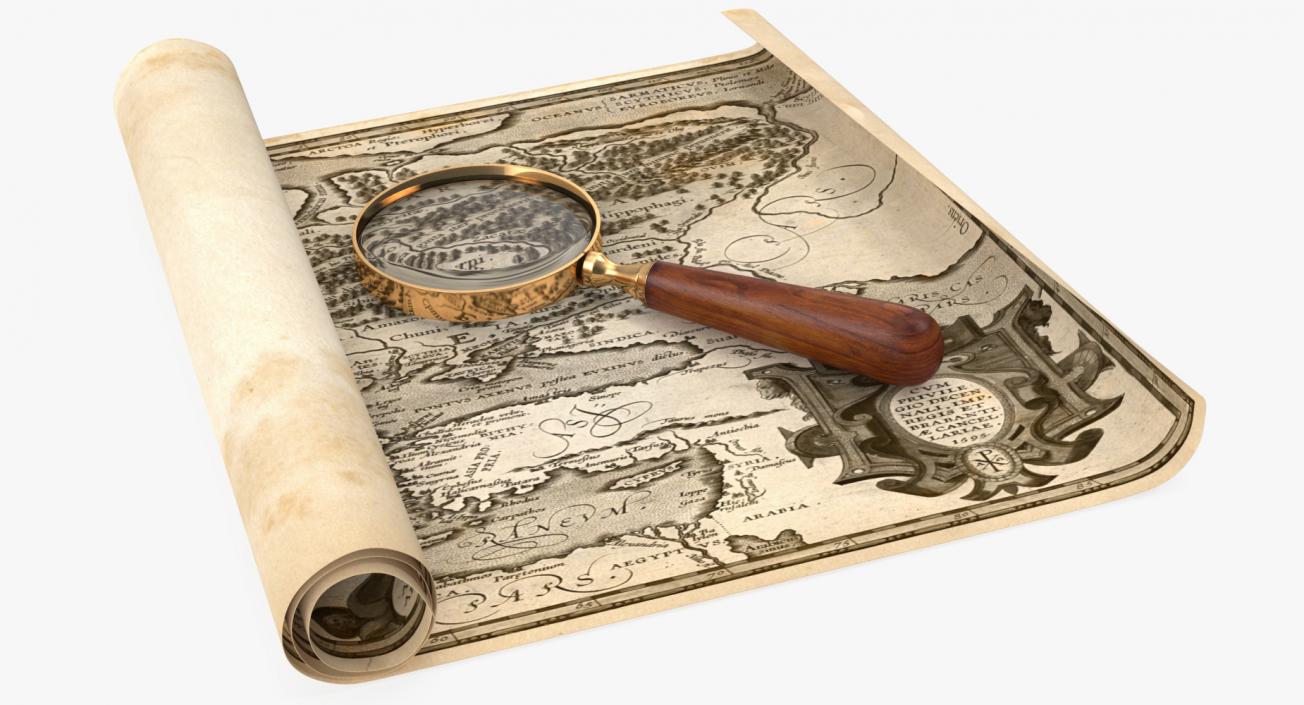 3D Retro Magnifier On Old Map