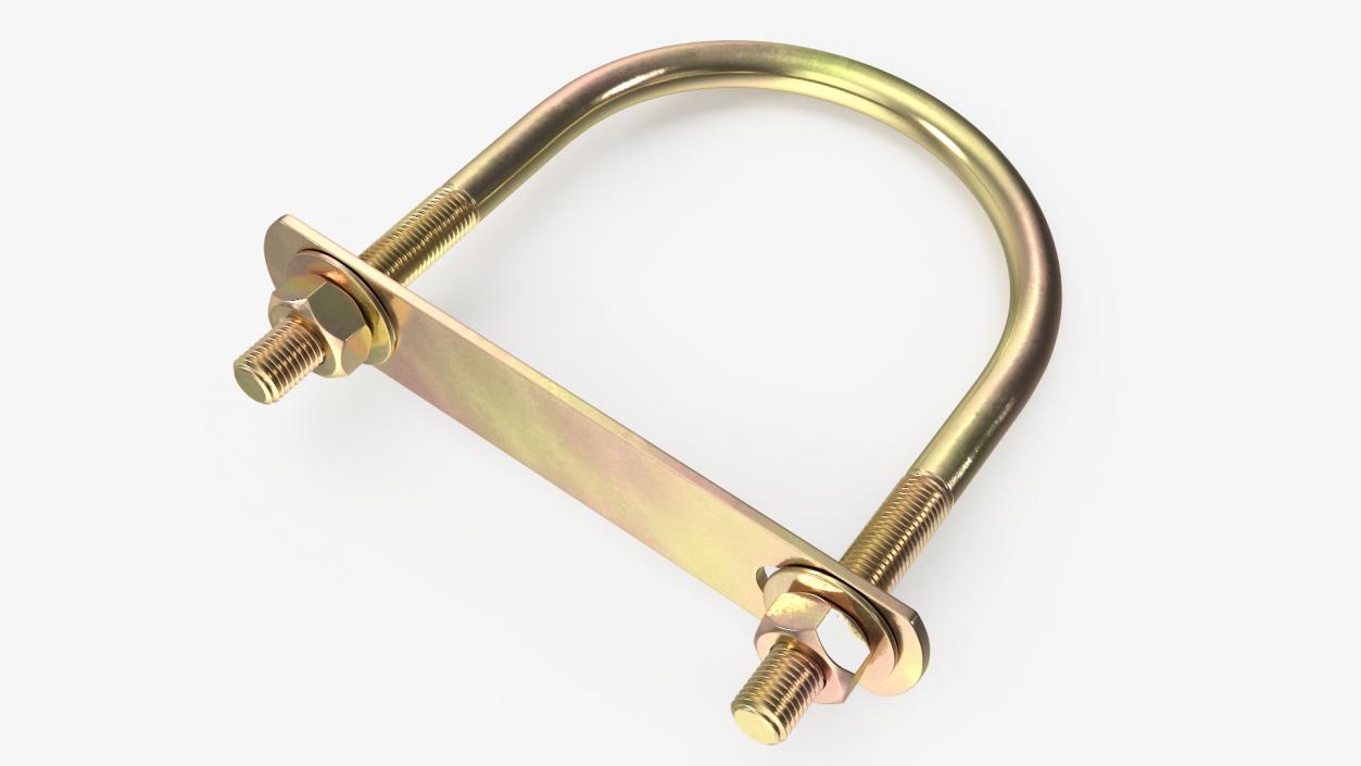 U-Shaped Bracket Brass 3D