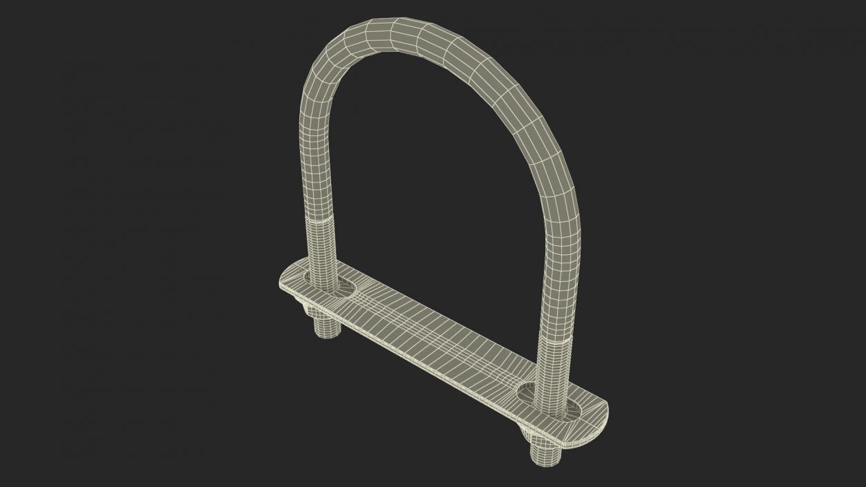 U-Shaped Bracket Brass 3D