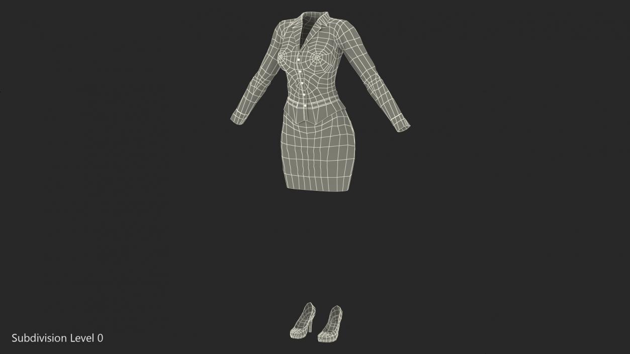 3D Cartoon Girl Office Clothes with Shoes model