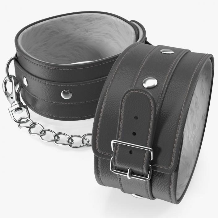 3D model Leather Wrist Cuffs Black
