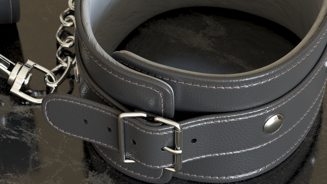 3D model Leather Wrist Cuffs Black