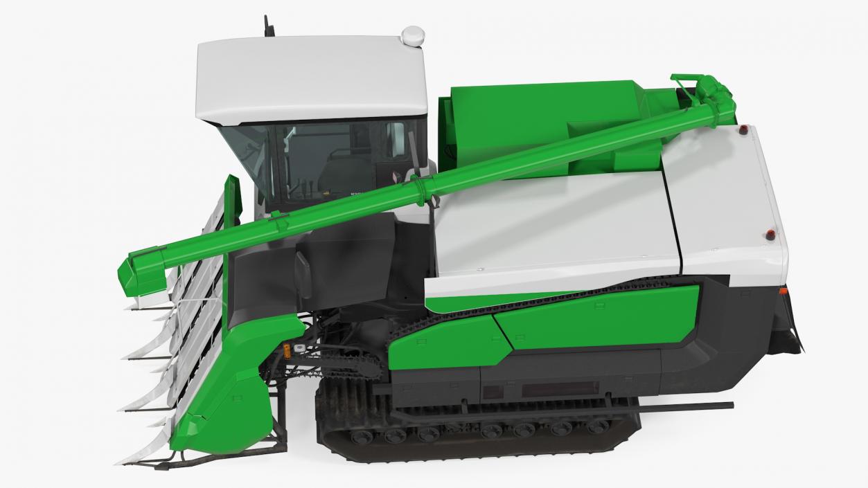 Rice Combine Harvester Rigged 3D model