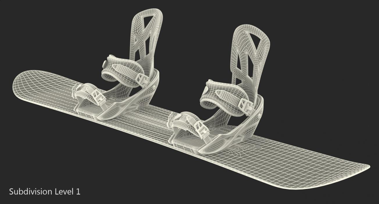 Snowboard with Staxx Bindings 3D model