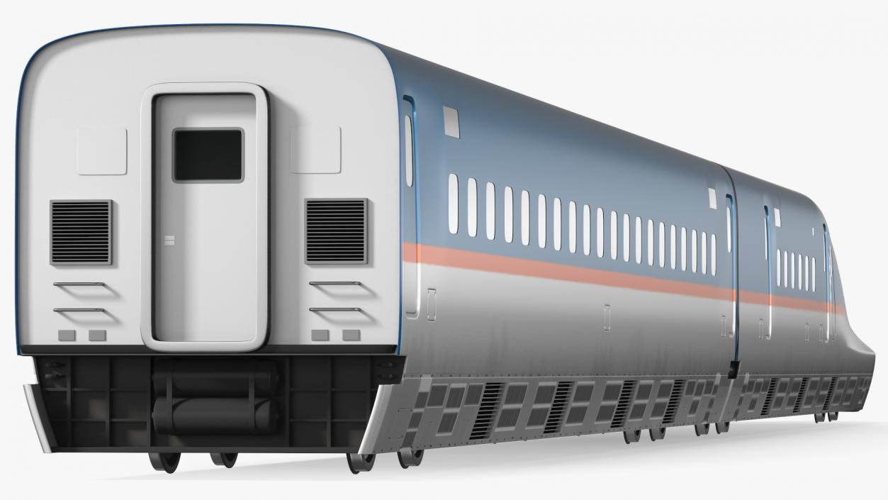High Speed Train White Blue 3D