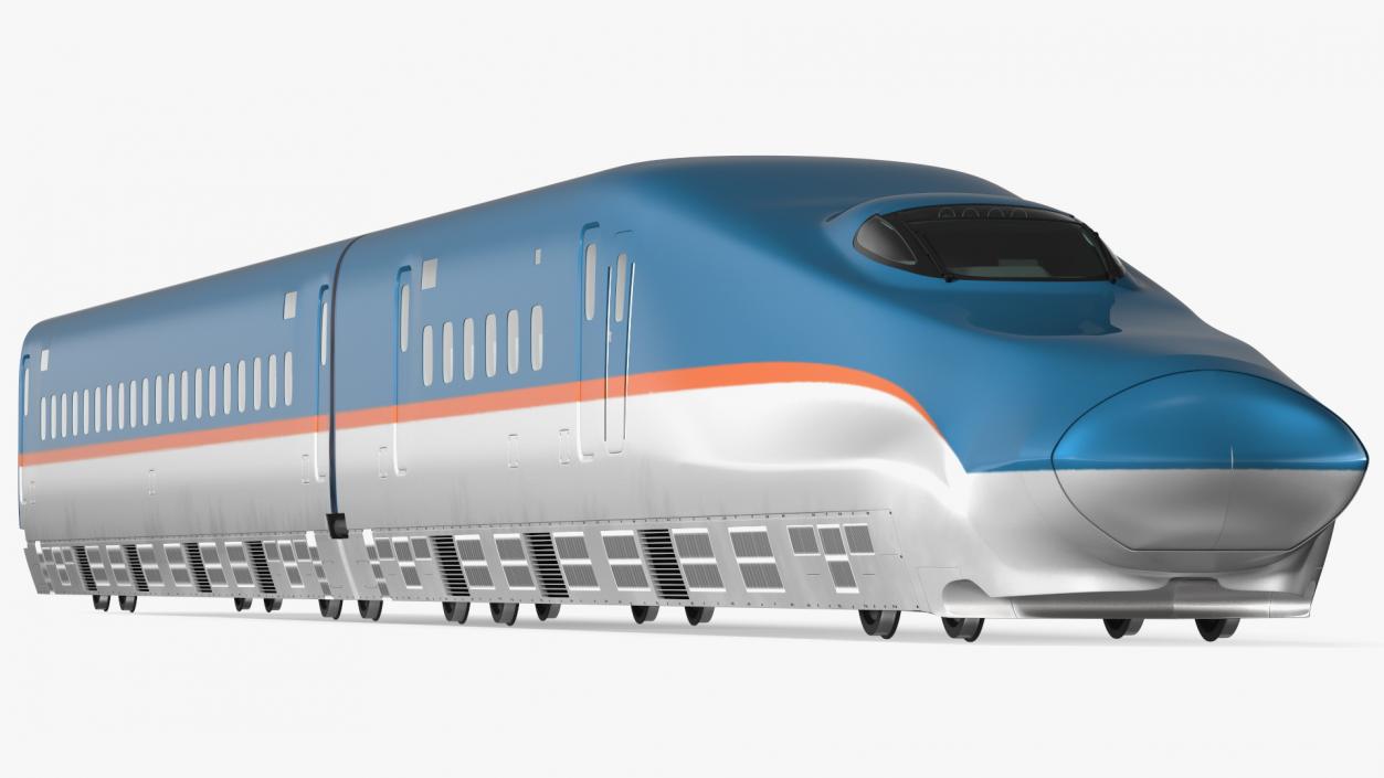 High Speed Train White Blue 3D