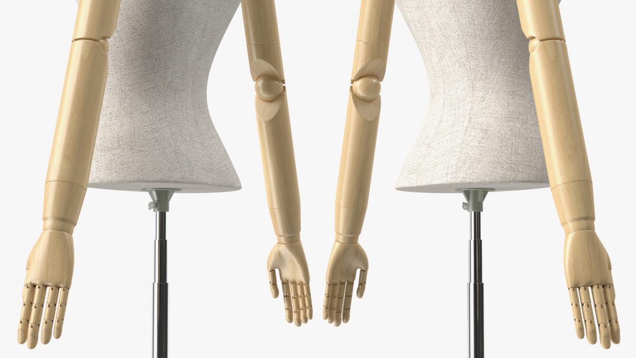 3D Female Flexible Half Body Mannequin Torso with Wooden Base model