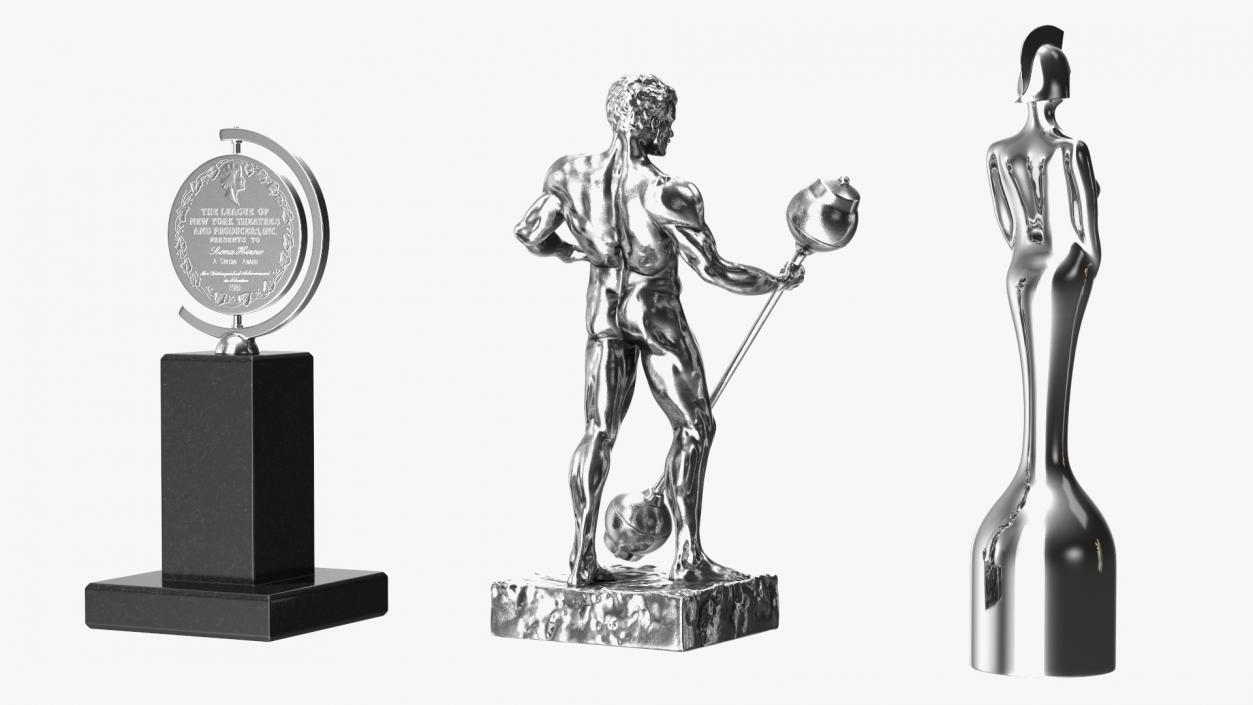 3D model Showcase with Trophies Brown Illuminated