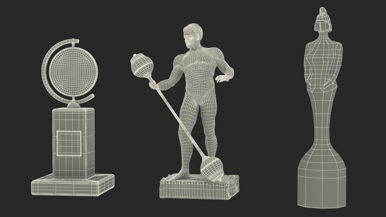 3D model Showcase with Trophies Brown Illuminated
