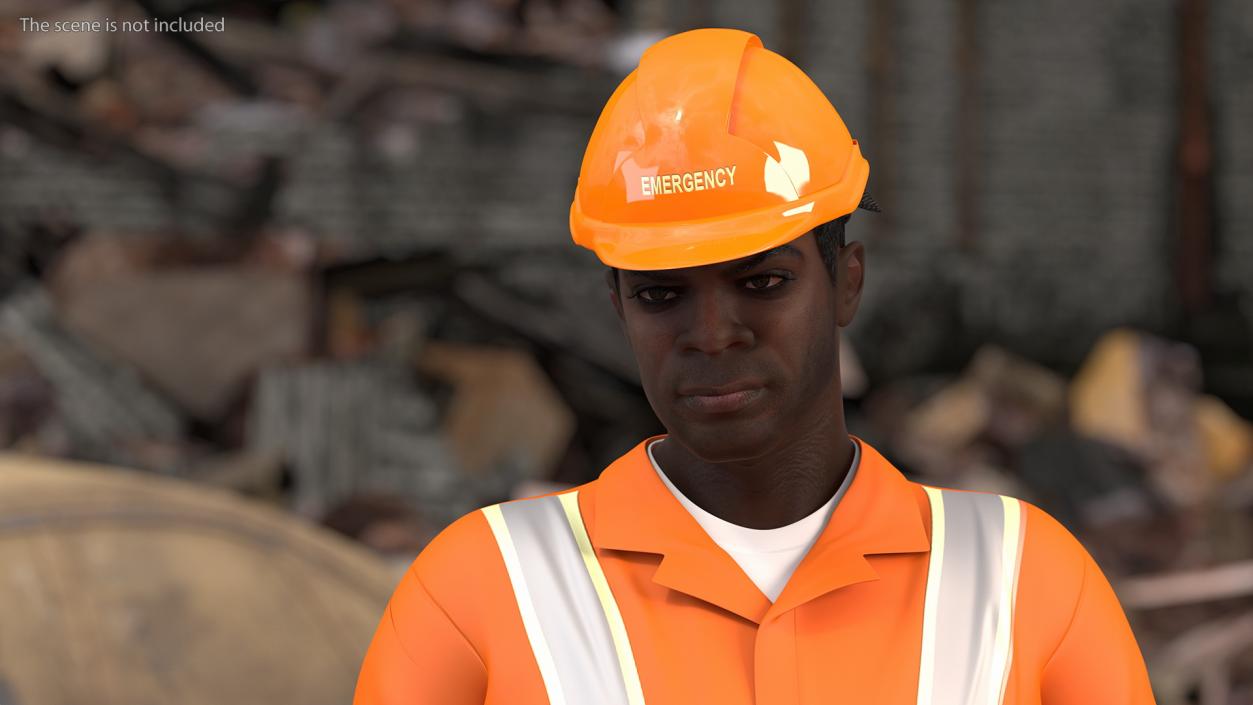 3D African American Disaster Rescuer model