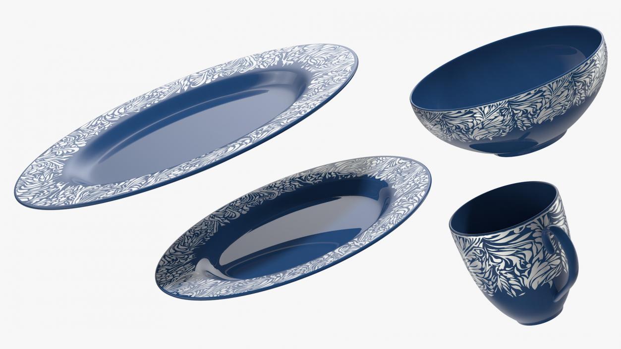 Blue Dinnerware Set 3D model
