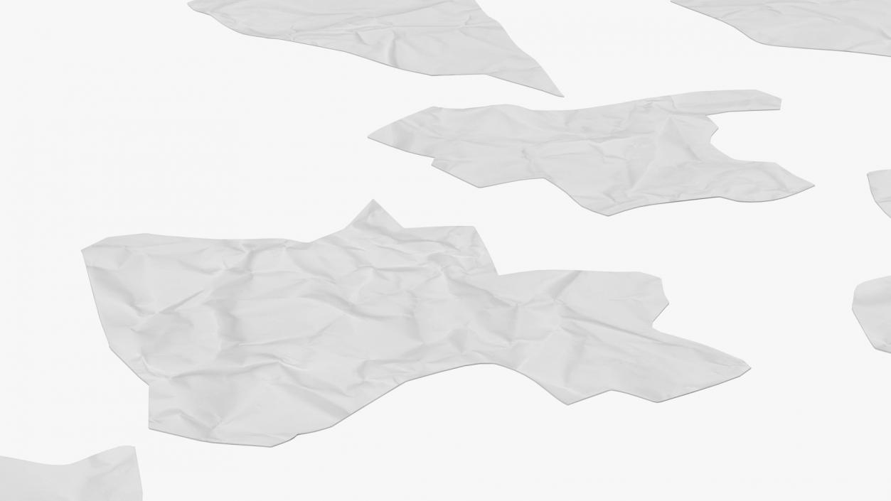 3D White Torn Paper Pieces model