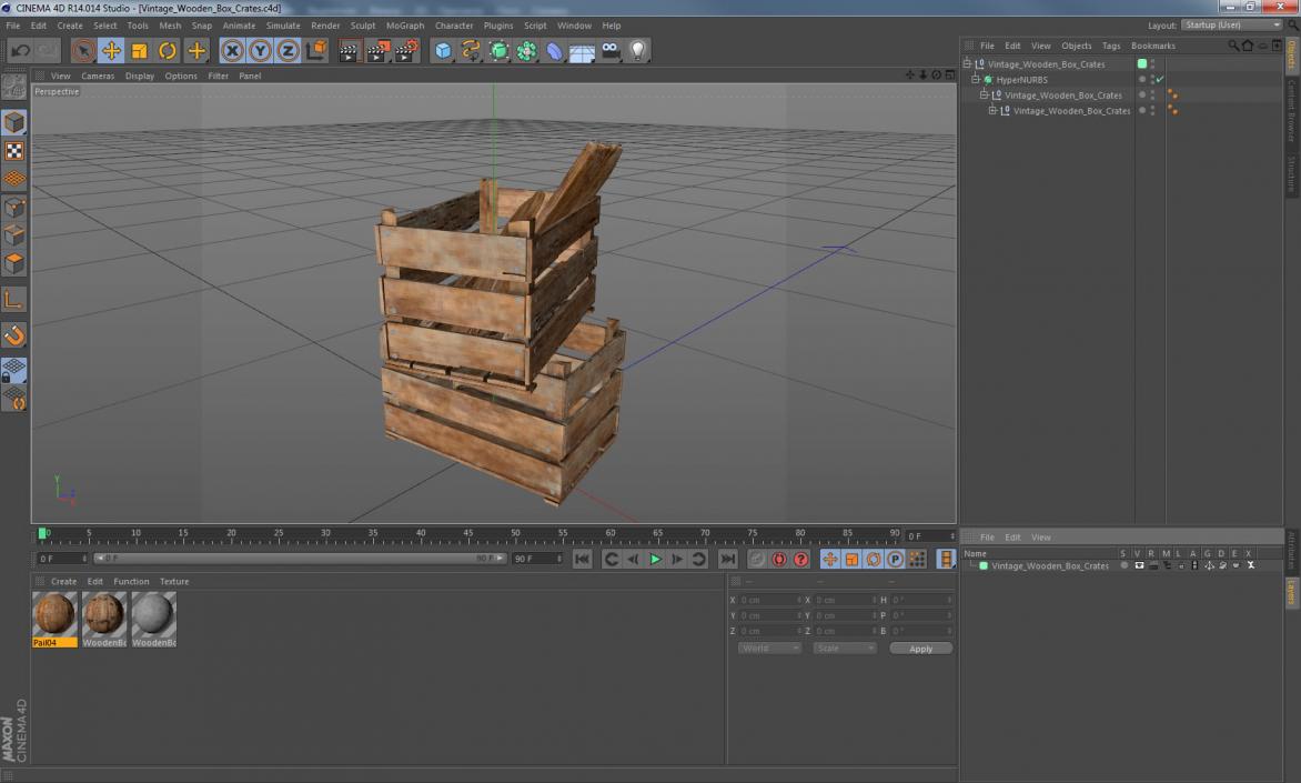 3D Vintage Wooden Box Crates with Wooden Trash model