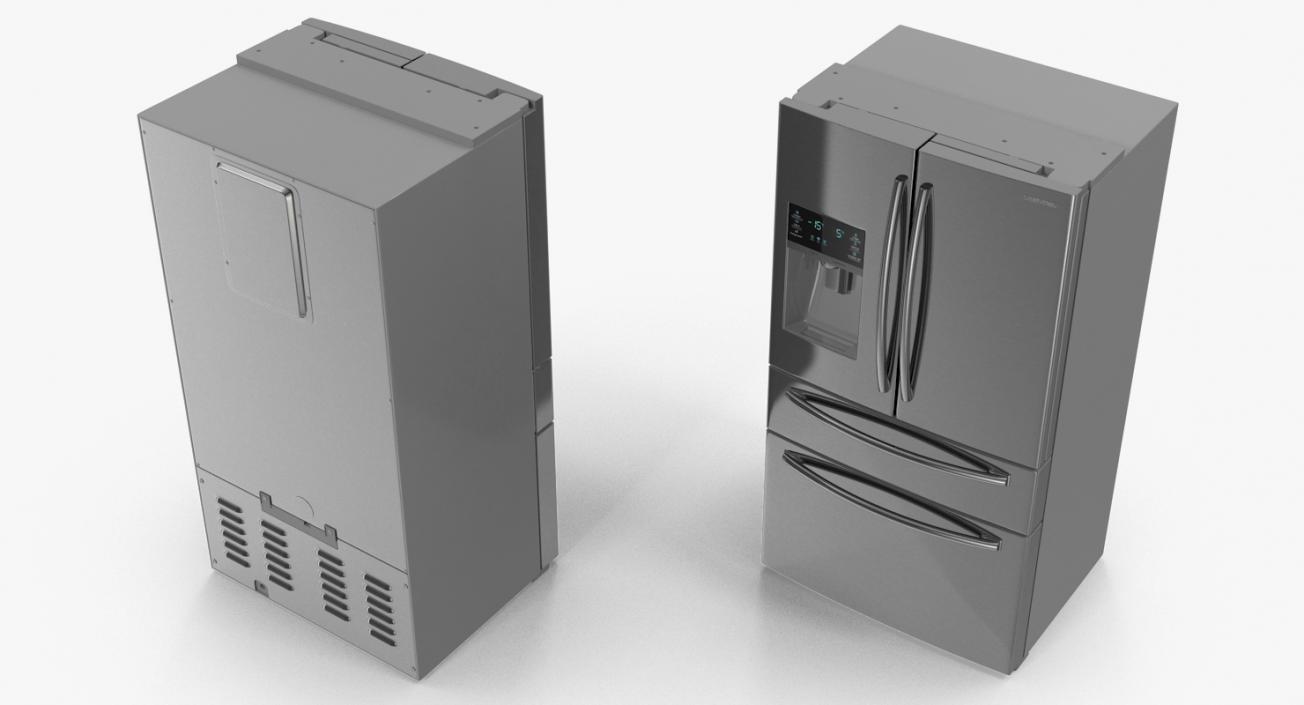 Refrigerator Samsung 4 Door with FlexZone Drawer Steel 3D model