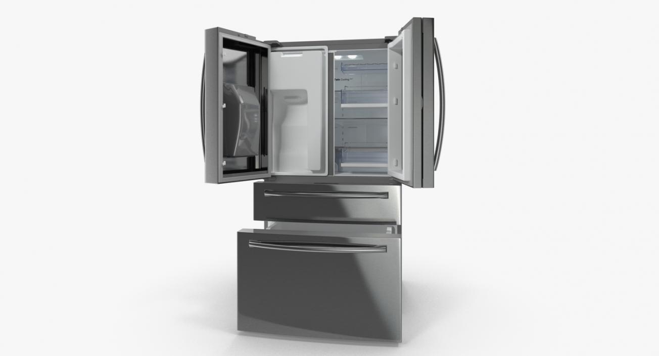 Refrigerator Samsung 4 Door with FlexZone Drawer Steel 3D model