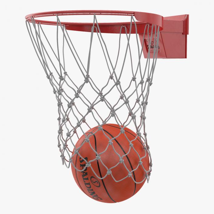 Animated Spalding Basketball Falls Through Hoop 3D