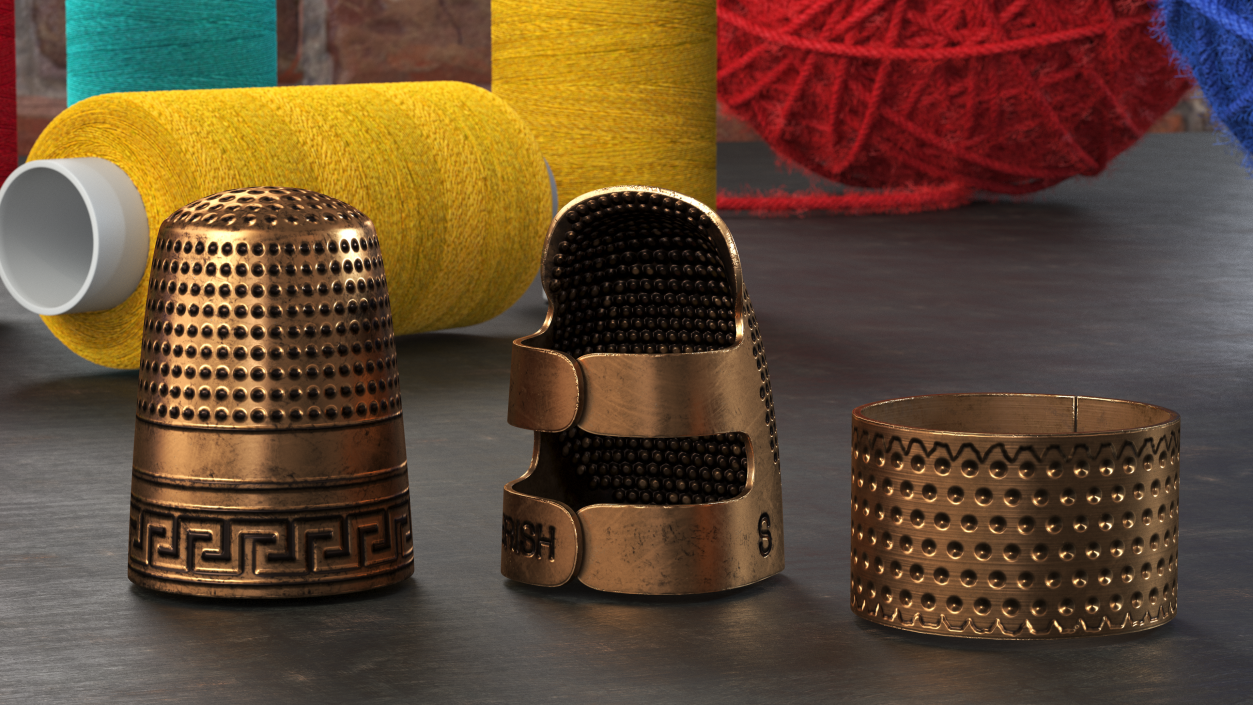 3D Sewing Thimbles Bronze Set
