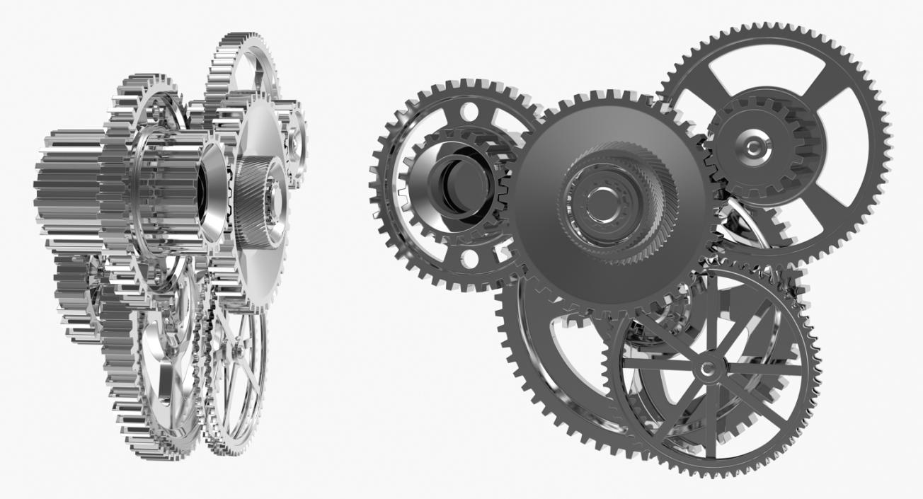 3D Chrome Clockwork Mechanism